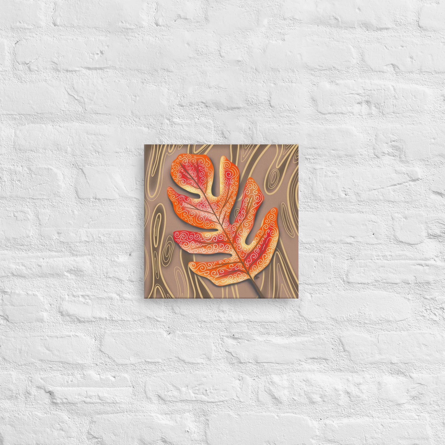 Scarlet Oak Canvas Print   Autumn Illustration