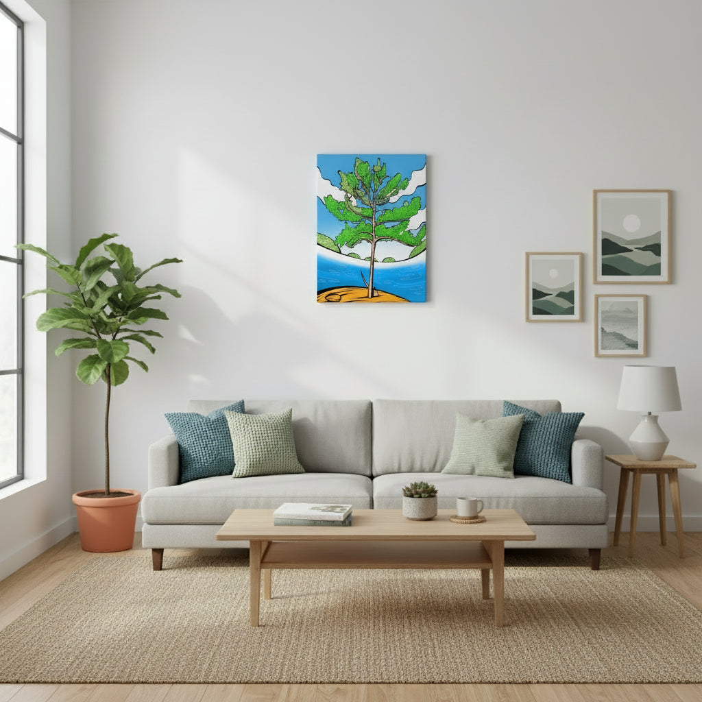 Trippy Art Summer Day featuring Lake Superior Landscape wall art . Gift for Northern Ontario lovers