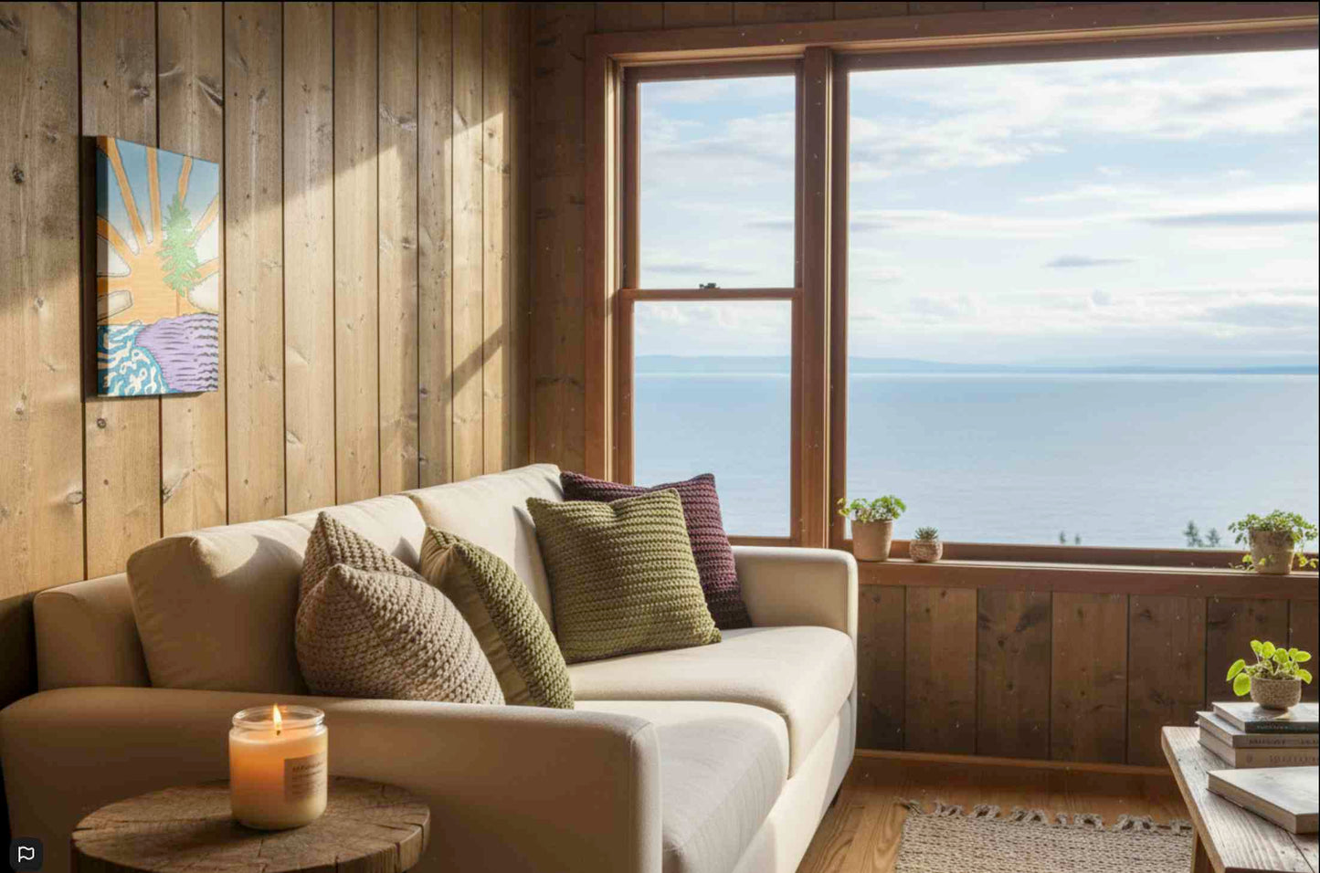 Buy Sundown in Batchawana Lake Superior canvas. Trippy sunset landscape art for cottage decor. Canadian wall art