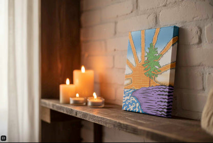 Sundown in Batchawana - dazzling Lake Superior sunset canvas from Batchawana Bay. Northern Ontario gift for golden-hour enthusiasts
