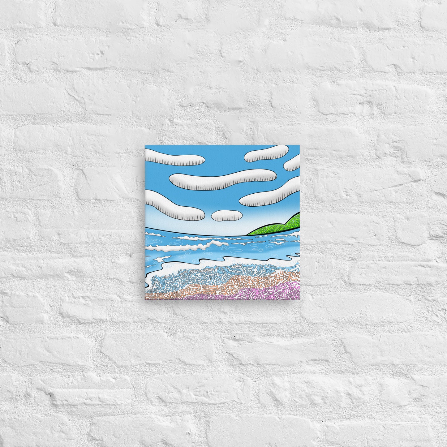 Psychedelic Lake Superior sunset canvas - trippy contemporary Canadian landscape art gift for cottage and modern decor