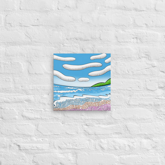Psychedelic Lake Superior sunset canvas - trippy contemporary Canadian landscape art gift for cottage and modern decor