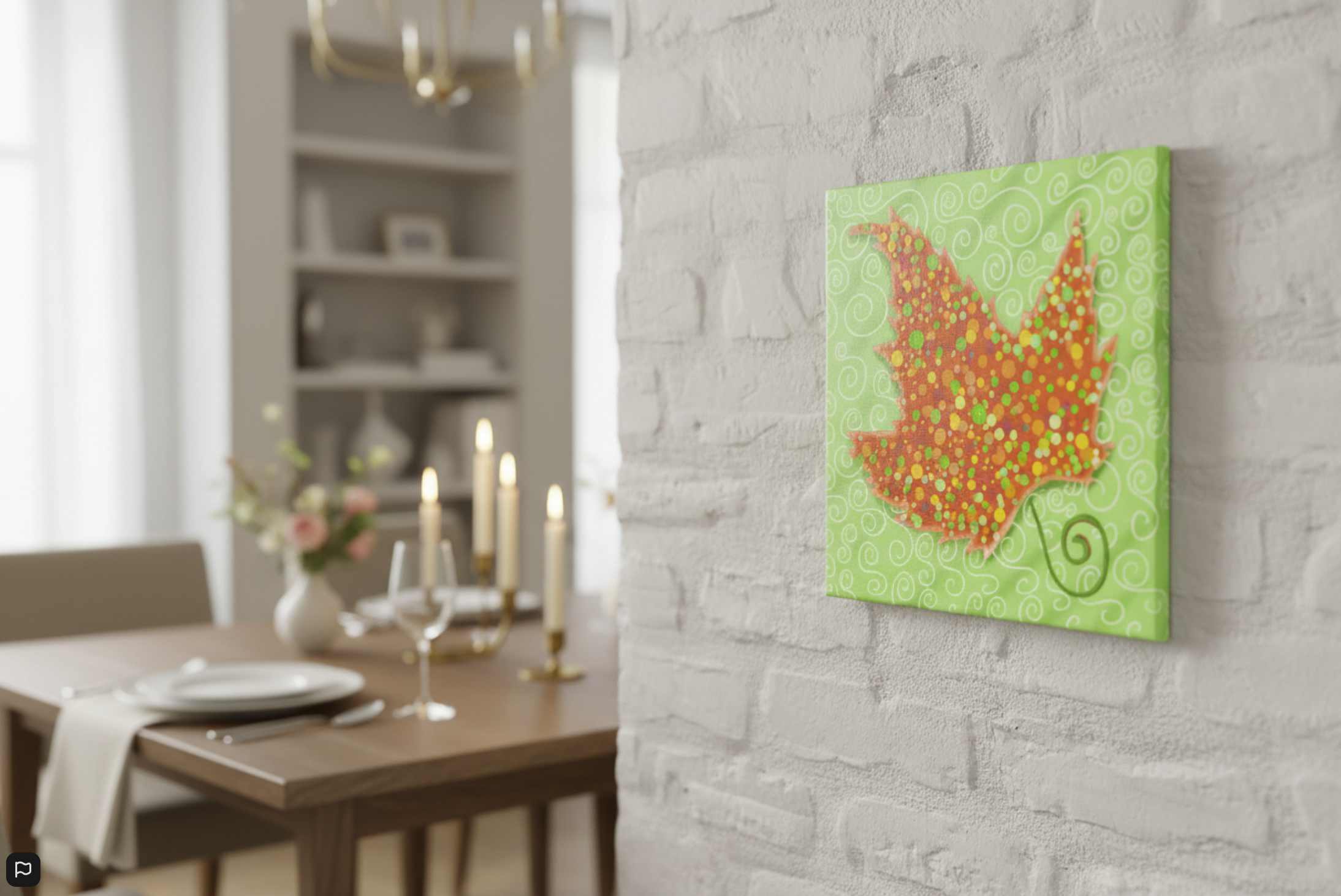 Surreal Maple autumn canvas print. Shop botanical maple leaf art for cottage and home decor. Vibrant floral wall art
