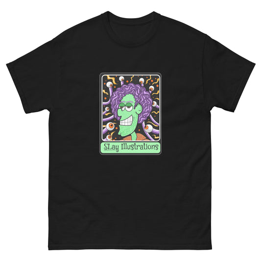 Groovy cotton unisex tee with 1960s psychedelic vibes, bold colours with purple flair & punk style