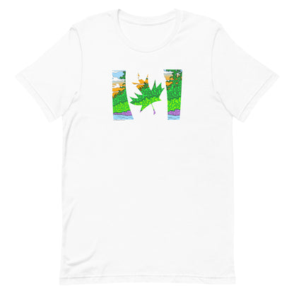 Contemporary trippy Canadian flag unisex white t-shirt