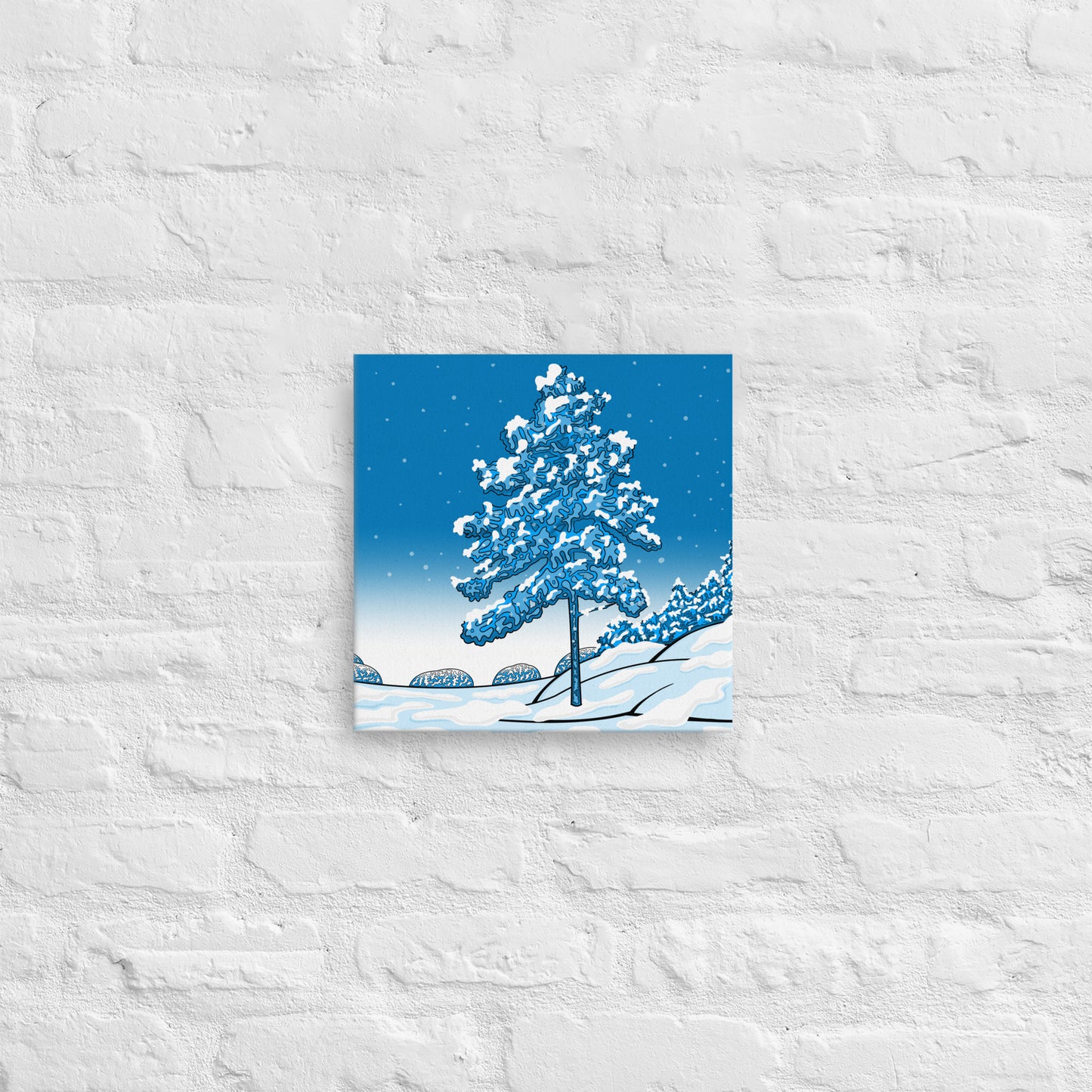 Winter Odyssey canvas print, contemporary Canadian landscape wall art for living room. Trippy, bold, original art by SLay