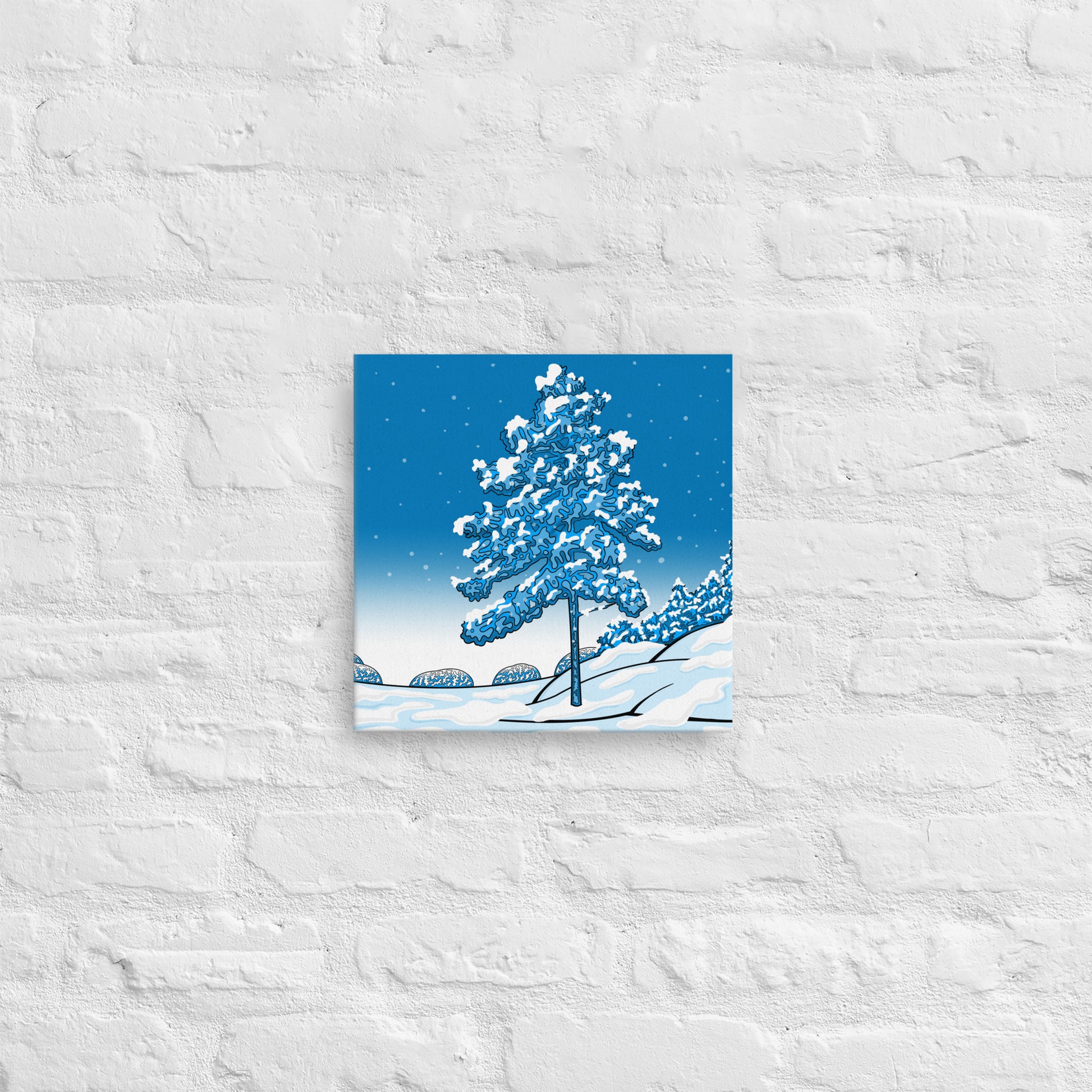 Winter Odyssey canvas print, contemporary Canadian landscape wall art for living room. Trippy, bold, original art by SLay