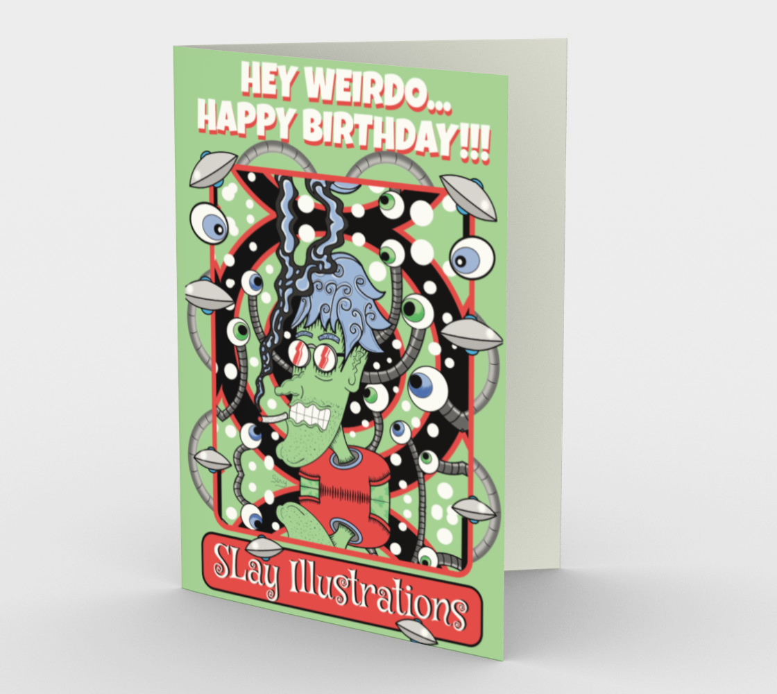 Groovy Hey Weirdo - Greeting Card