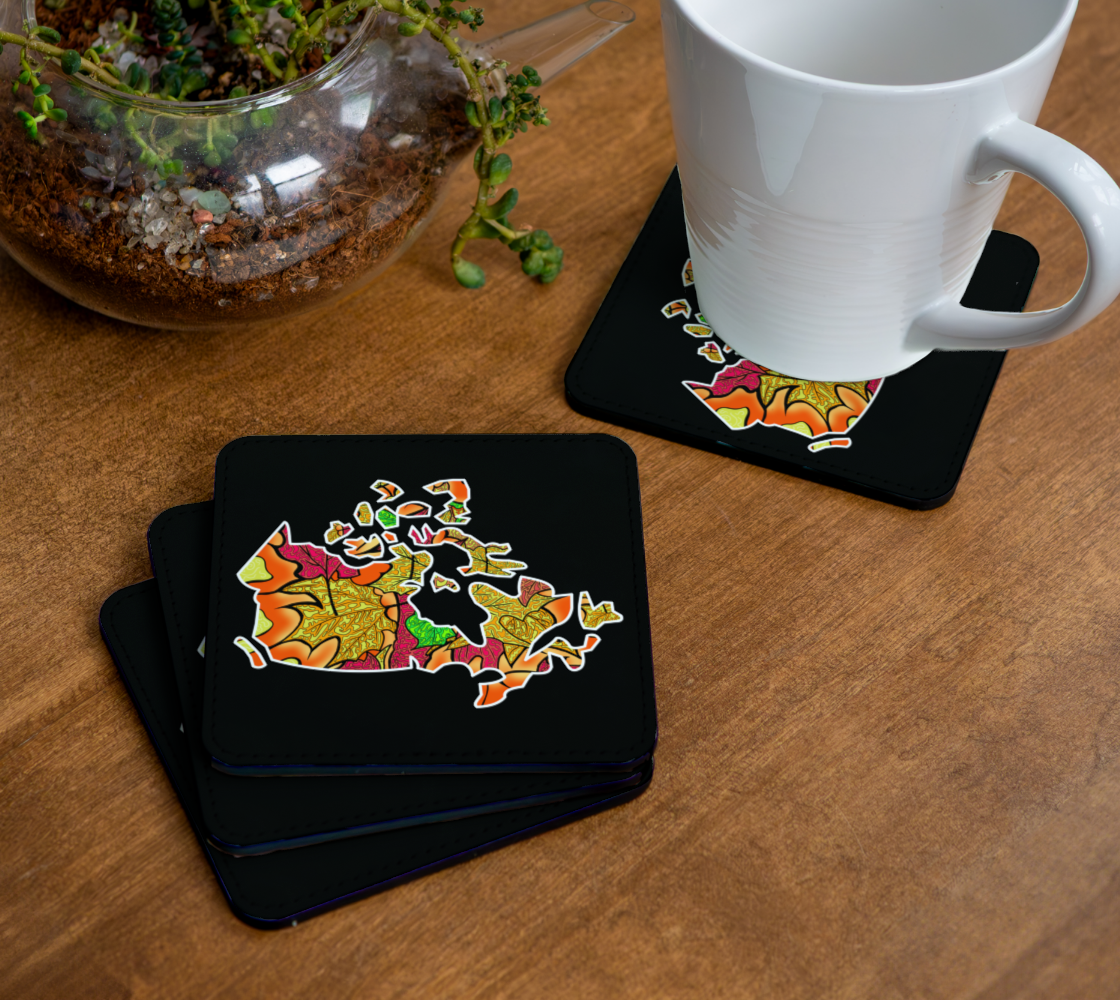 Map of Canada / Fall in Haliburton Leaves Drink Coaster