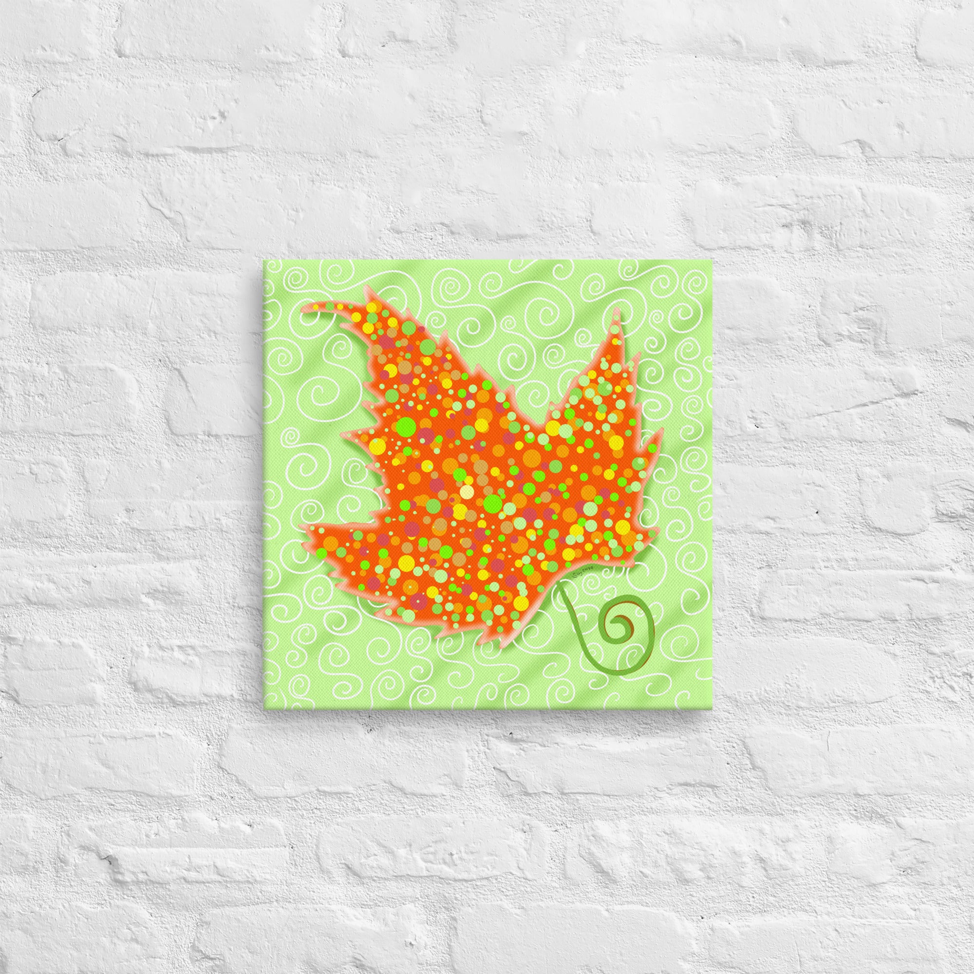 Thin canvas Surreal Maple Canvas Print, mounted on brick wall