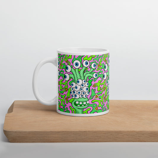 Eye Ball Ernie White glossy mug