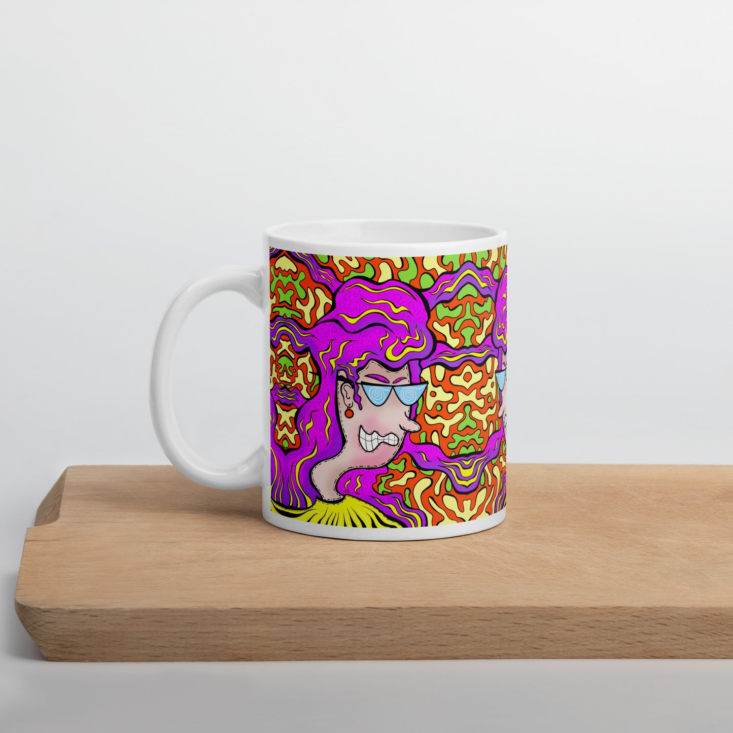 Paranoid Pat White glossy mug