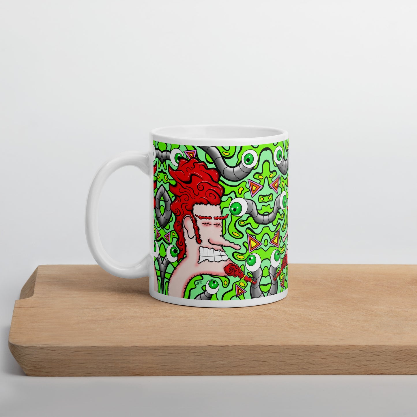 Anxious Adrian White glossy mug