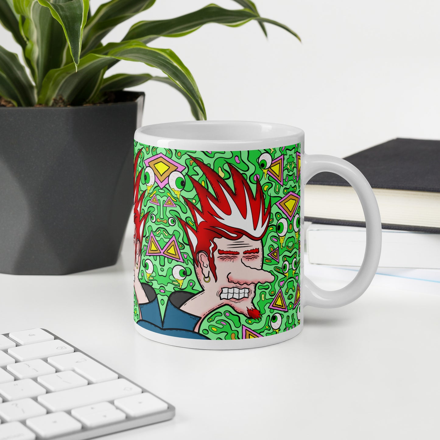 Anxious Andy White glossy mug