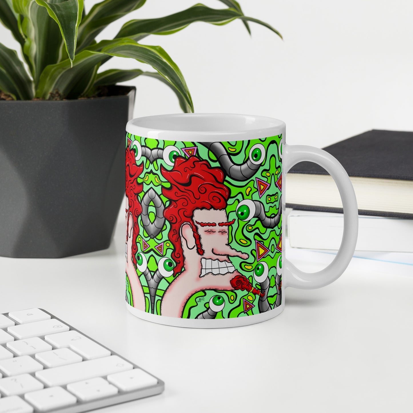 Anxious Adrian White glossy mug