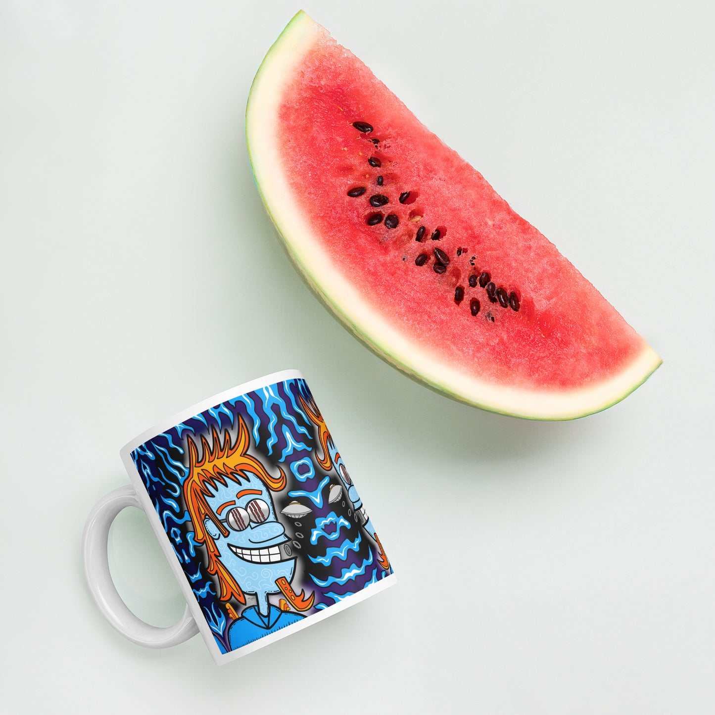 Groovy Gus White glossy mug