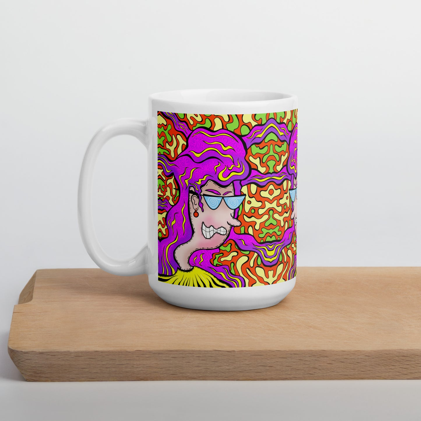 Paranoid Pat White glossy mug