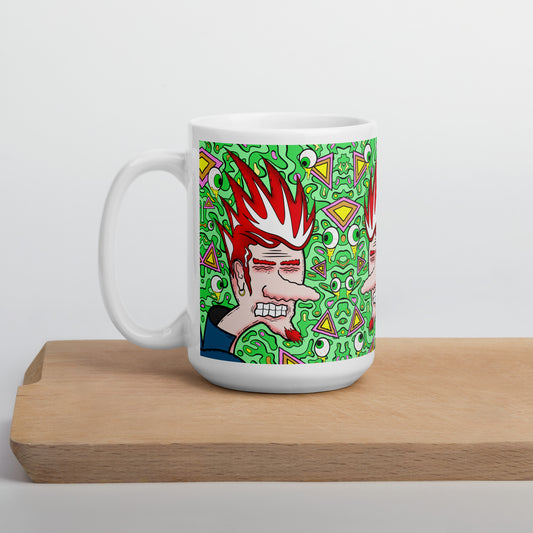 Anxious Andy White glossy mug