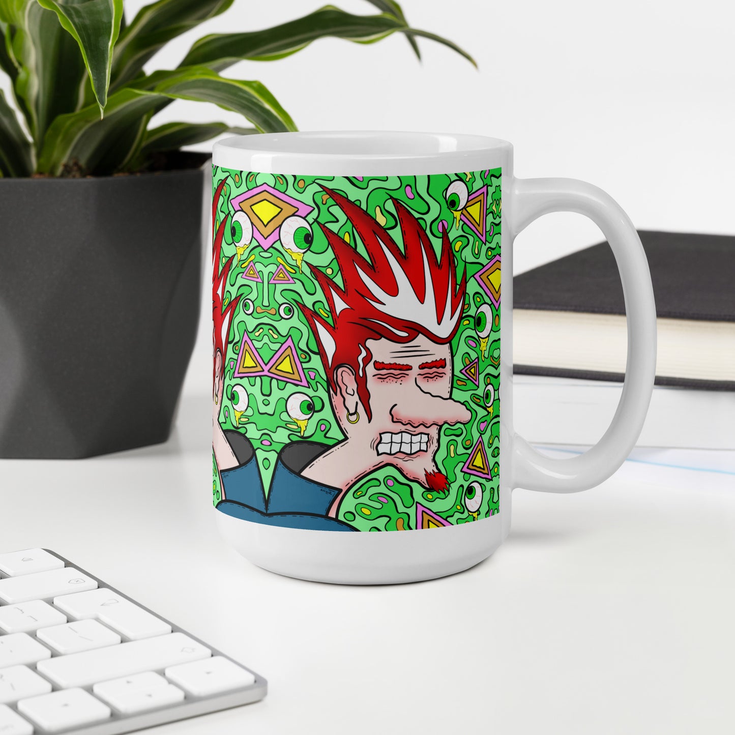 Anxious Andy White glossy mug