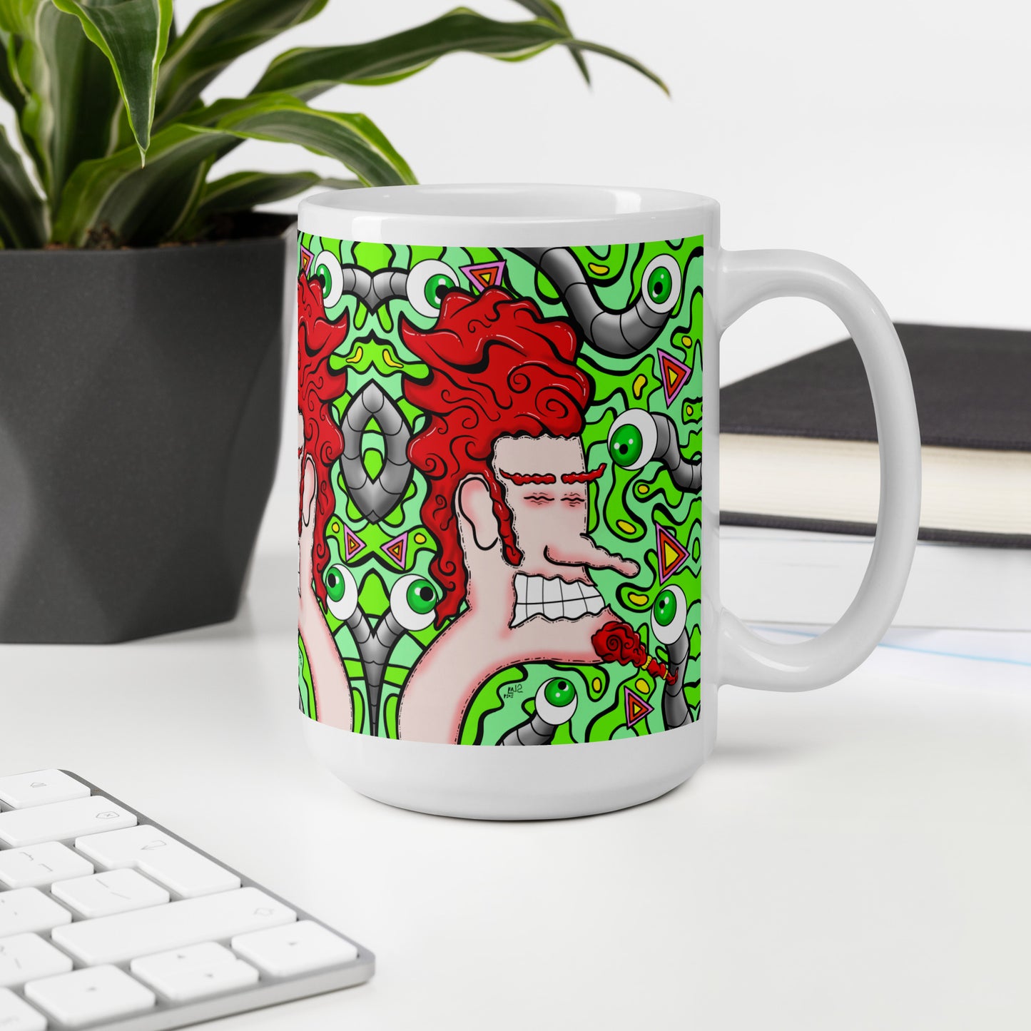 Anxious Adrian White glossy mug