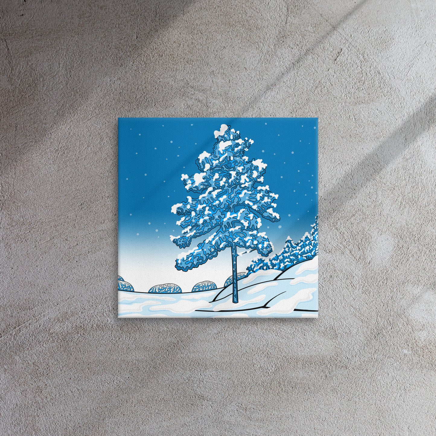 Contemporary winter scene of the shores of Lake Superior. 